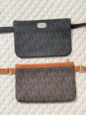 Michael Kors Black & Brown Logo Belt Bags Duo never used great for summer